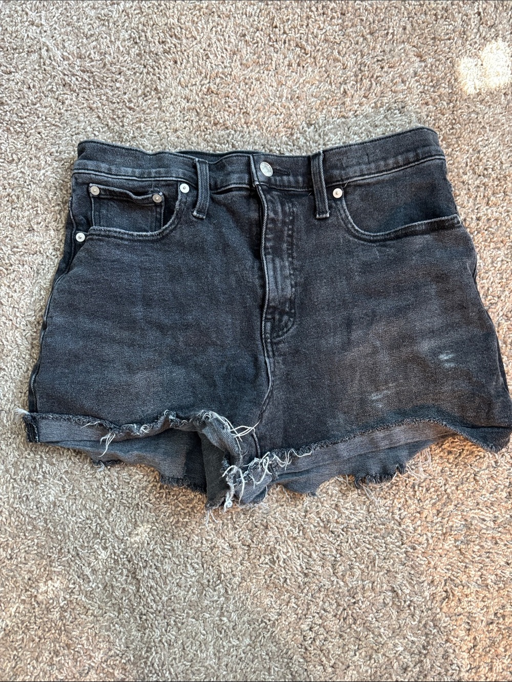 Madewell Black Washed Distressed Denim Cutoff Shorts